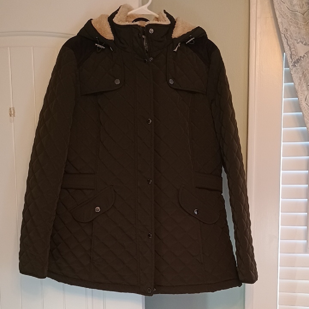 NWOT Womans Laundry By Shelli Segal Quilted Puffer Jacket - Green-XL